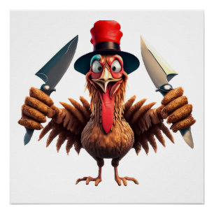 Funny Thanksgiving Turkey Revenge – Christmas  Poster