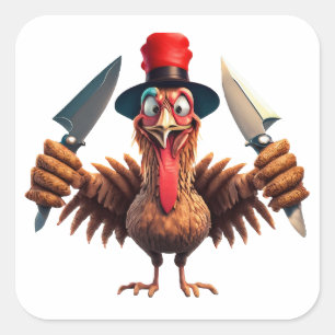 Funny Thanksgiving Turkey Revenge – Christmas  Square Sticker