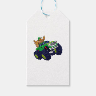 Funny Thanksgiving Turkey Riding Monster Truck Boy Gift Tags