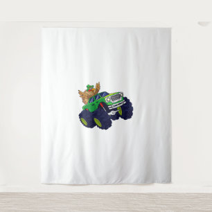 Funny Thanksgiving Turkey Riding Monster Truck Boy Tapestry