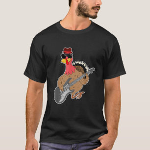 Funny Thanksgiving Turkey RockStar Turkey Playing  T-Shirt