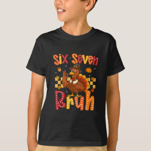 Funny Thanksgiving Turkey Six Seven Bruh Meme Boy  T-Shirt