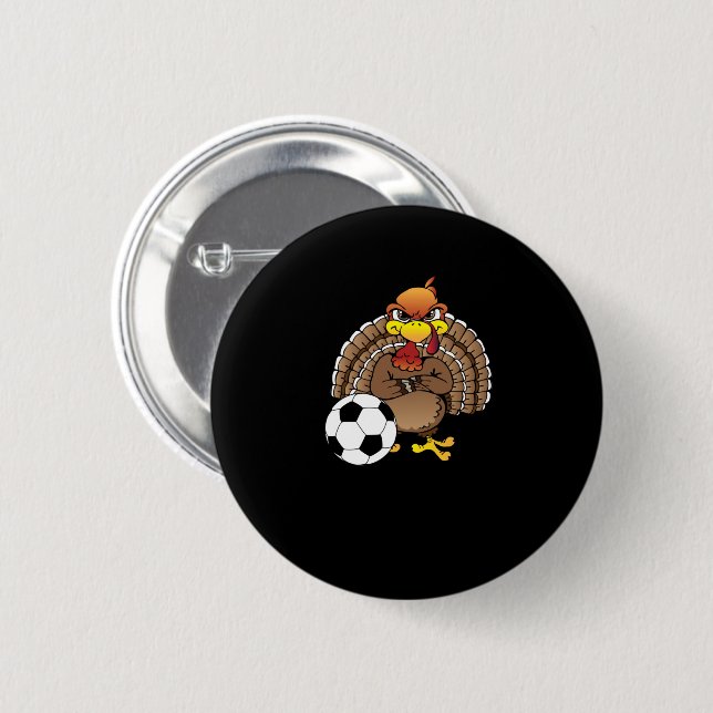 Funny Thanksgiving Turkey Soccer Soccer Gift 6 Cm Round Badge (Front & Back)