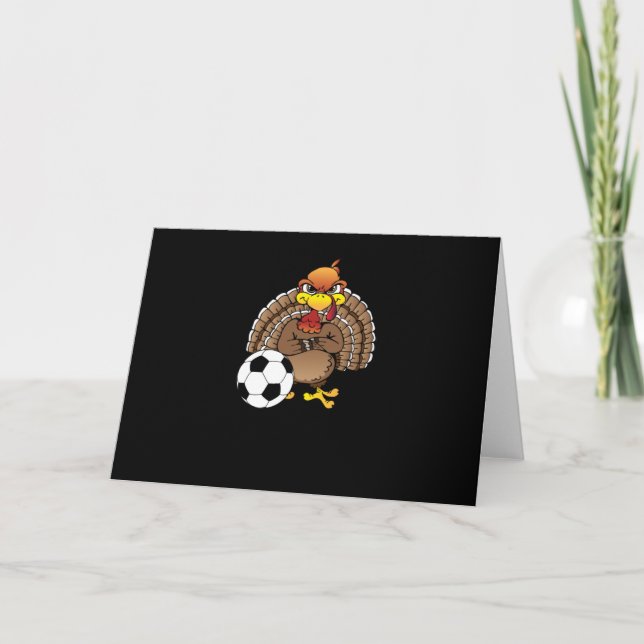 Funny Thanksgiving Turkey Soccer Soccer Gift Card (Front)
