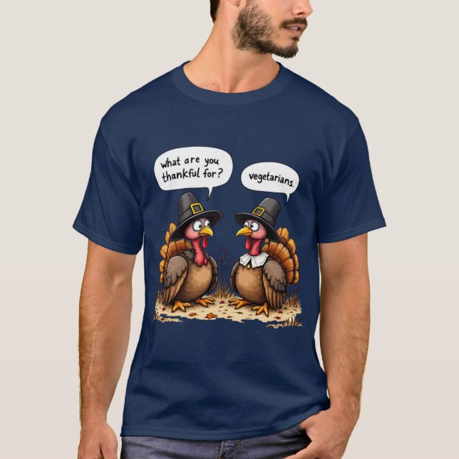 Funny Thanksgiving Turkey toon Thankful for Vegeta T-Shirt (Front)