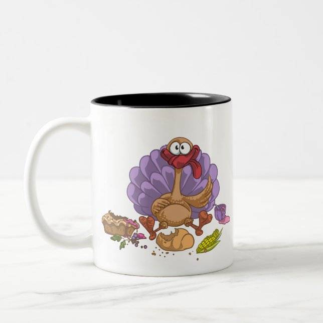 funny thanksgiving turkey Two-Tone coffee mug (Left)