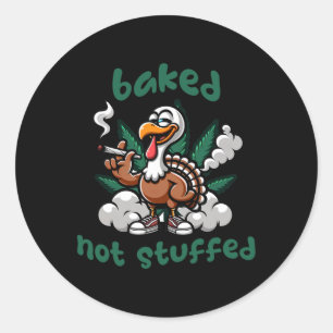Funny Thanksgiving Weed Stoned Turkey Smoker Classic Round Sticker