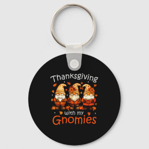 Funny Thanksgiving With My Gnomies Cute Gnome Fall Key Ring