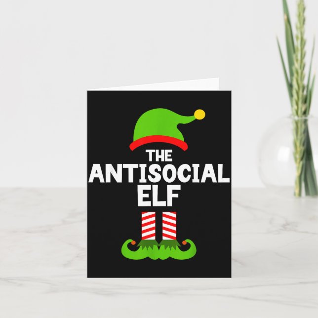 Funny The Antisocial Elf Christmas Family Pajama A Card (Front)