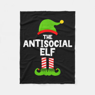 Funny The Antisocial Elf Christmas Family Pajama A Fleece Blanket