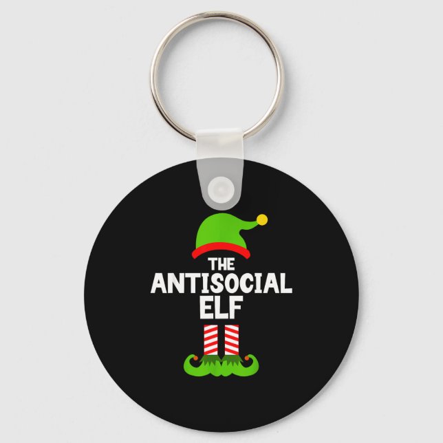 Funny The Antisocial Elf Christmas Family Pajama A Key Ring (Front)