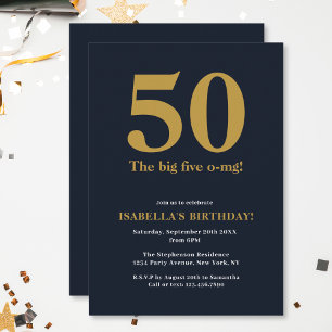 Funny The Big Five O-MG Humourous Birthday Invitation