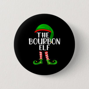 Funny The Bourbon Elf Matching Family Christmas  6 Cm Round Badge