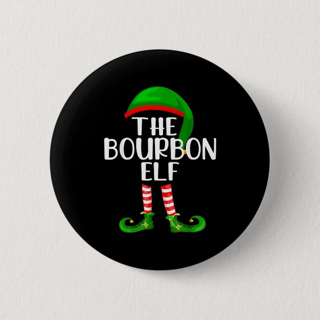 Funny The Bourbon Elf Matching Family Christmas  6 Cm Round Badge (Front)