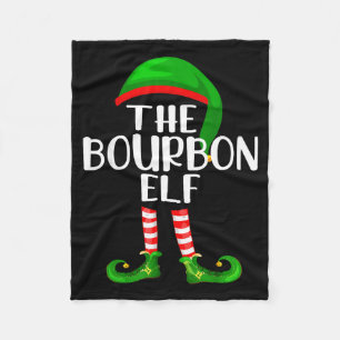 Funny The Bourbon Elf Matching Family Christmas Fleece Blanket