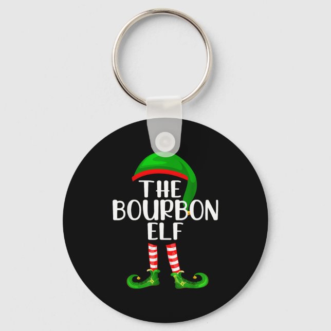 Funny The Bourbon Elf Matching Family Christmas  Key Ring (Front)