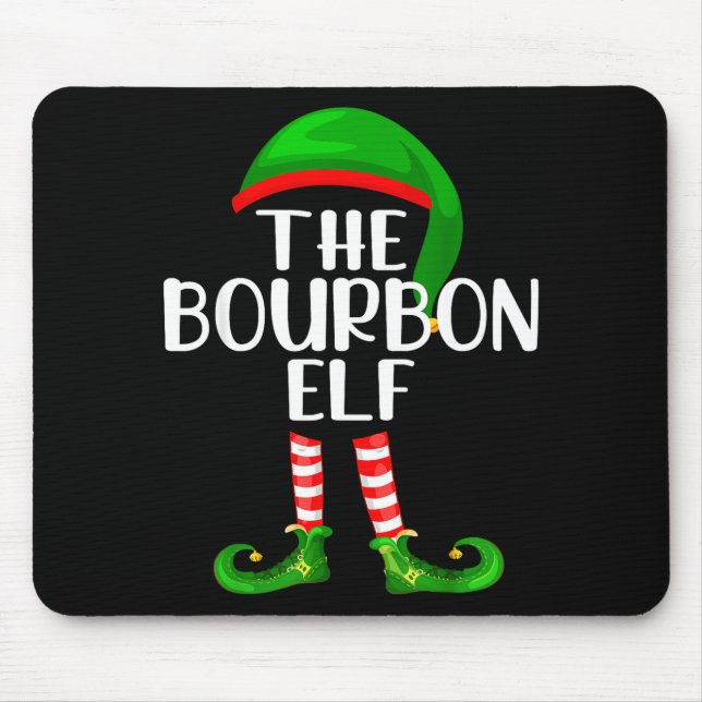 Funny The Bourbon Elf Matching Family Christmas  Mouse Mat (Front)