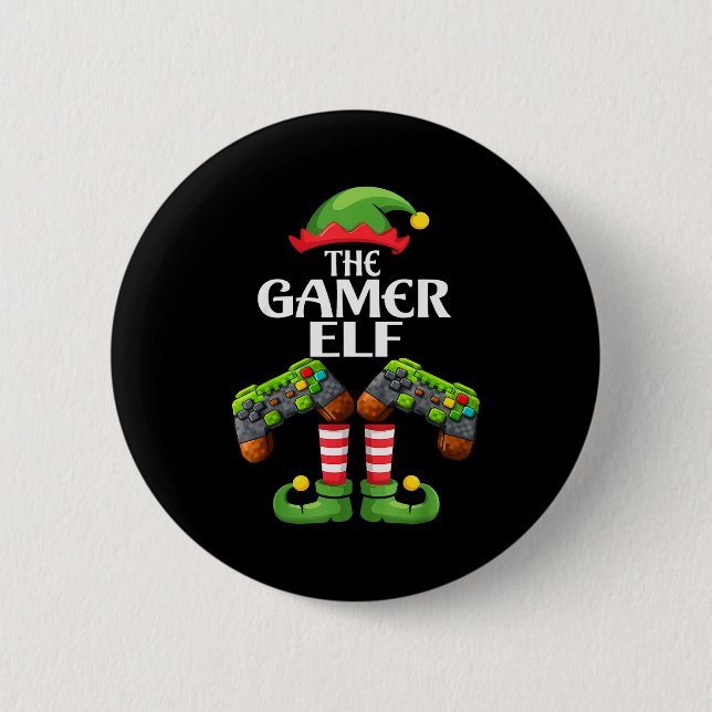 Funny The Gamer Elf Christmas Gamer Boy Kids  6 Cm Round Badge (Front)
