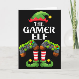 Funny The Gamer Elf Christmas Gamer Boy Kids  Card
