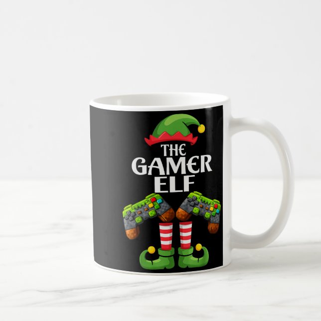 Funny The Gamer Elf Christmas Gamer Boy Kids  Coffee Mug (Right)