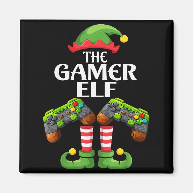 Funny The Gamer Elf Christmas Gamer Boy Kids  Magnet (Front)