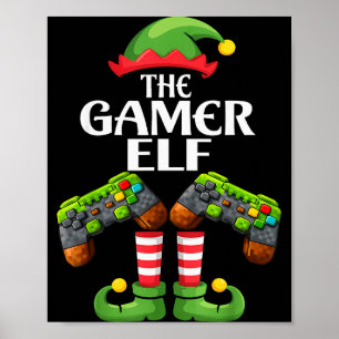 Funny The Gamer Elf Christmas Gamer Boy Kids  Poster