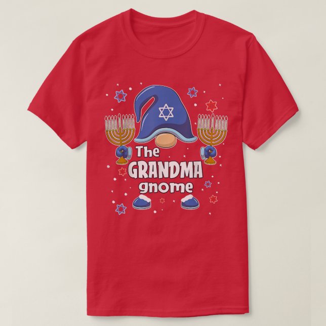 Funny The Grandma Gnome Hanukkah Matching Family P T-Shirt (Design Front)