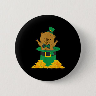 Funny The Groundhog Happy On St.patrick Day 6 Cm Round Badge