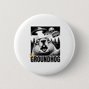 Funny The Groundhog This Hilarious Ufo Selfie 6 Cm Round Badge