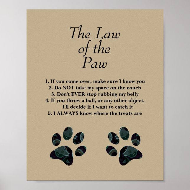 Funny "The Law of the Paw" Poster (Front)