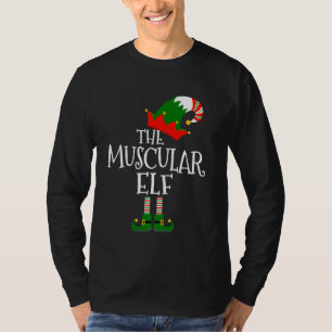 Funny The Muscular Elf Matching Family Group Chri T-Shirt