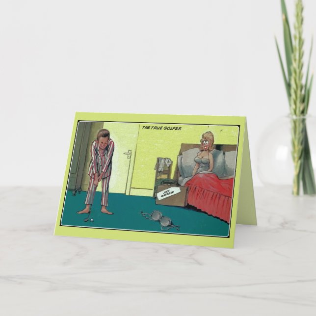 Funny the real golfer, just married announcement (Front)