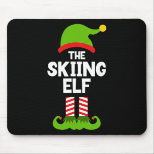 Funny The Skiing Elf Christmas Family Party Pajama Mouse Mat
