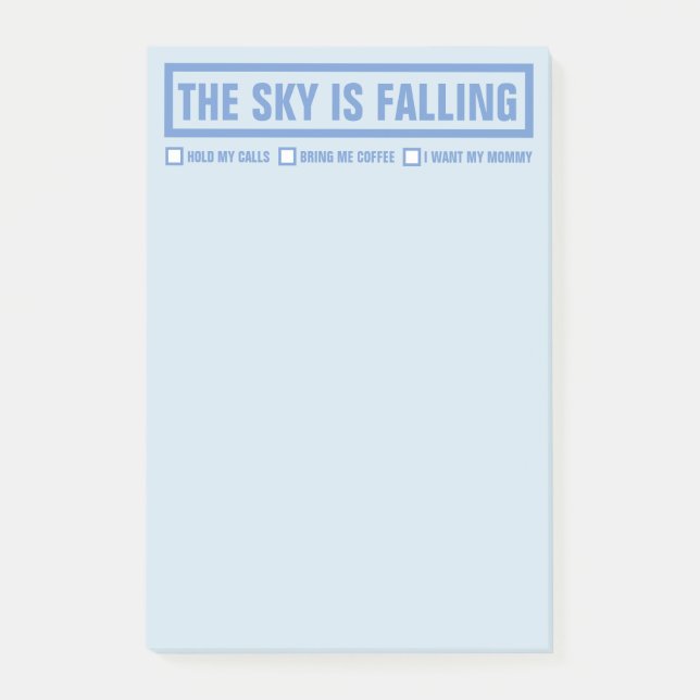 Funny "The Sky Is Falling" 4"x6" Post-it Notes (Front)
