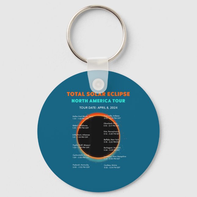 Funny The Total Solar Eclipse April 8 Key Ring (Front)