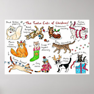 Funny The Twelve Cats Of Christmas Poster