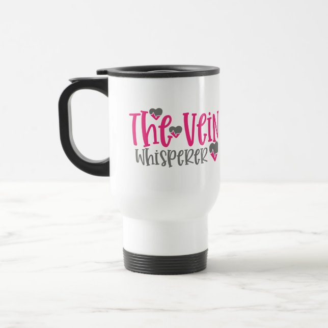 Funny the vein whisperer Nurse word art Travel Mug (Left)