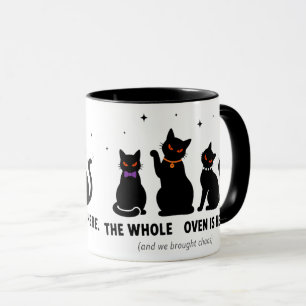 Funny The Whole Coven Is Here Black Cats Hallowee Mug