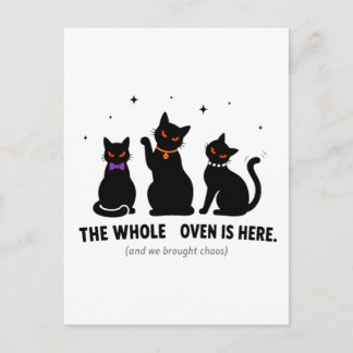  Funny The Whole Coven Is Here Black Cats Hallowee Postcard