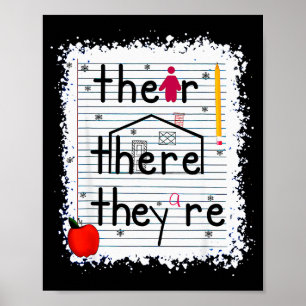 Funny Their There They Are Book English Grammar Te Poster