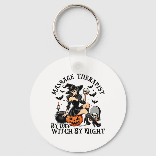 Funny Therapy Halloween Mage Therapist By Day Witc Key Ring (Front)