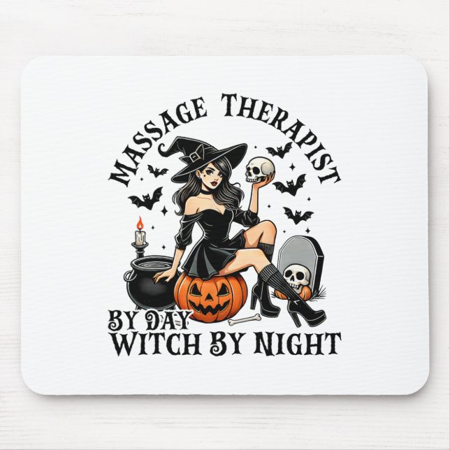 Funny Therapy Halloween Mage Therapist By Day Witc Mouse Mat (Front)
