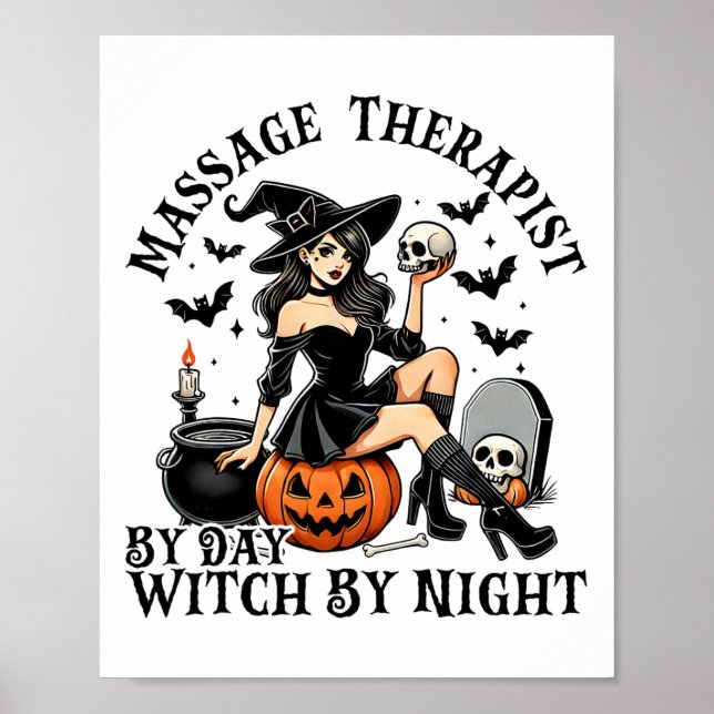 Funny Therapy Halloween Mage Therapist By Day Witc Poster (Front)