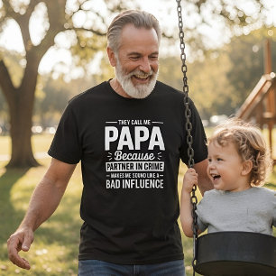 Funny They Call Me Papa Partner In Crime Grandpa T-Shirt