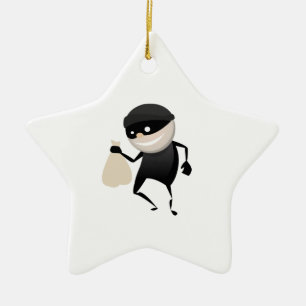 Funny Thief Ceramic Tree Decoration