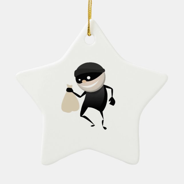 Funny Thief Ceramic Tree Decoration (Front)