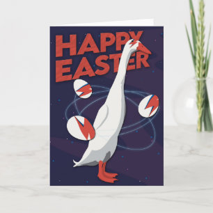 Funny Thin White Duck Easter Space Egg Music Orbit Holiday Card