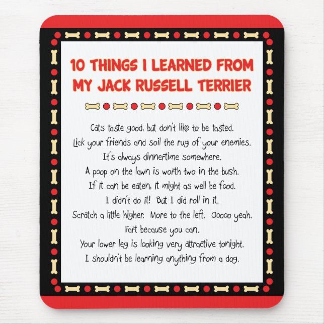 Funny Things I Learned From Jack Russell Terrier Mouse Mat (Front)