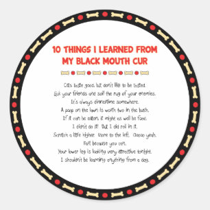 Funny Things I Learned From My Black Mouth Cur Classic Round Sticker