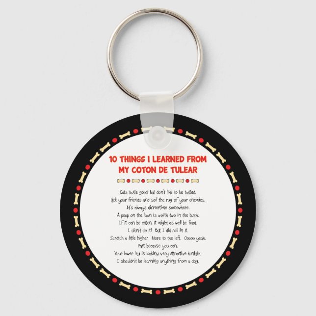 Funny Things I Learned From My Coton de Tulear Key Ring (Front)